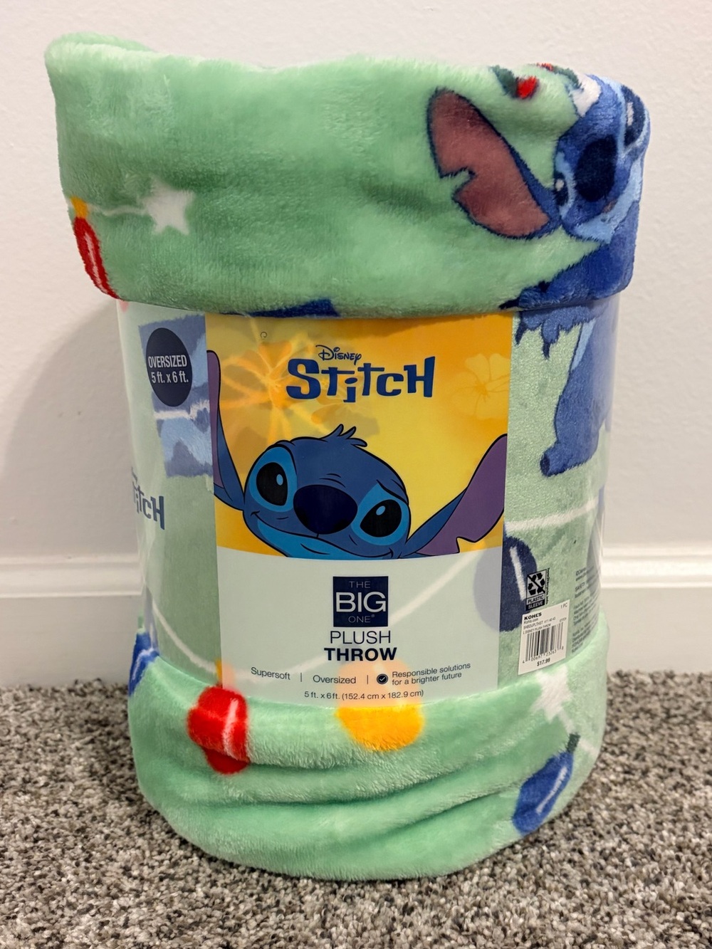 Disney Stitch Christmas Plush Throw - 5 feet x 6 feet